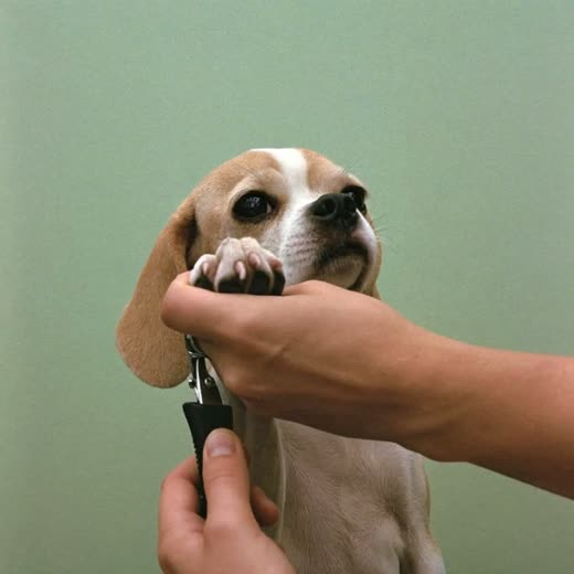 A dog's paw being held steady for a nail trim